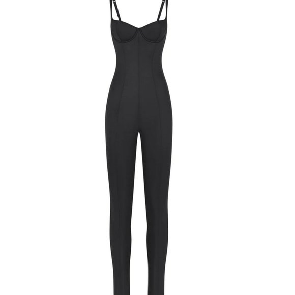 RARE NWT 2X 12-14 SKIMS Glissenette Catsuit Onyx Black Sexy Bodysuit - Picture 5 of 16